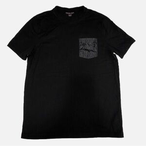 Michael Kors Mens Size Small Elevated T-Shirt Black Pocket Short Sleeves Cotton